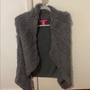 Catherines Charcoal Faux Fur Vest